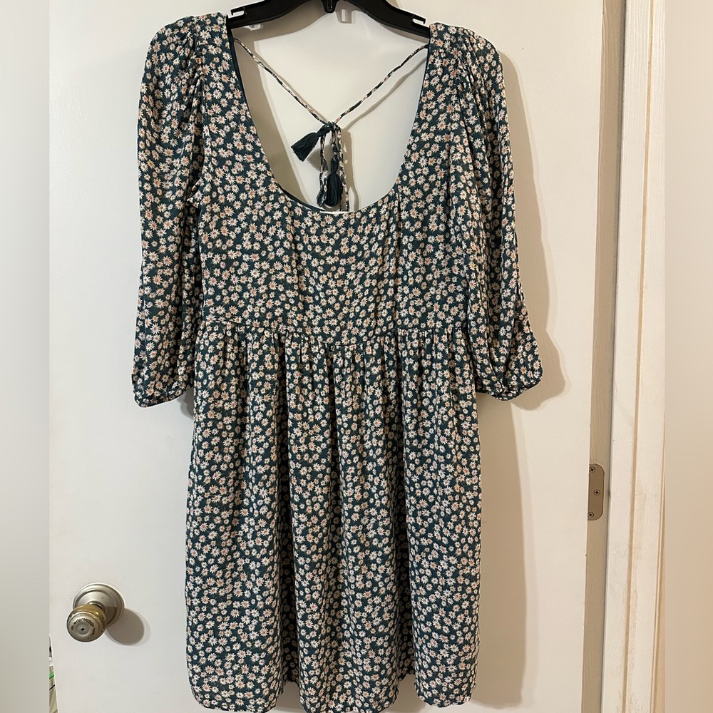 American Eagle green daisy babydoll dress XS
